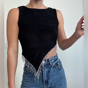 Zara Sleeveless Top with Beaded Fringe